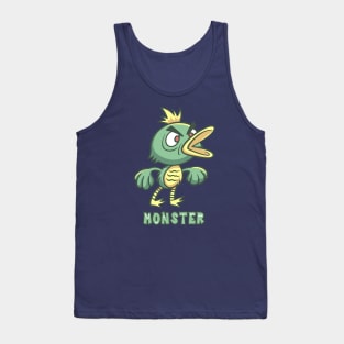 Angry Green Duck Monster Text Tank Top